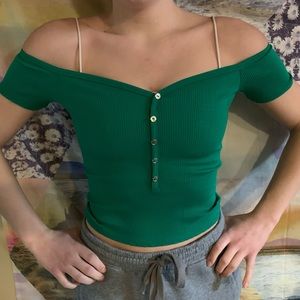 Green v neck tee